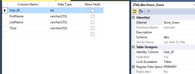 Microsoft Sql Database Tables