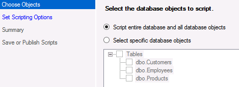 Choose DB Options